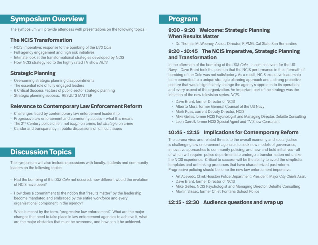 Symposium Overview, Program and Discussion Topics